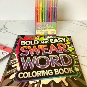 Bold and Easy 14 page Swear Word Coloring Book with 9gel pens